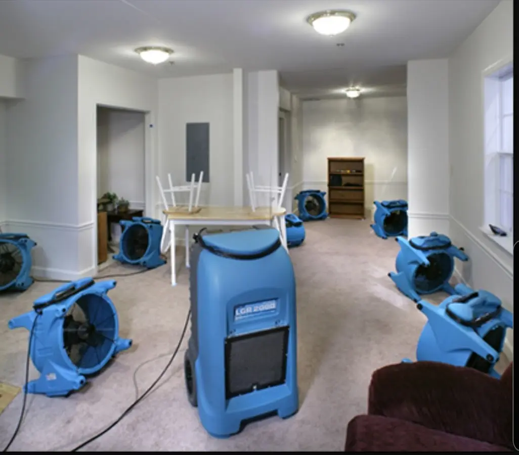 Air movers and dehumidifier setup for Water Damage Restoration in Pukalani